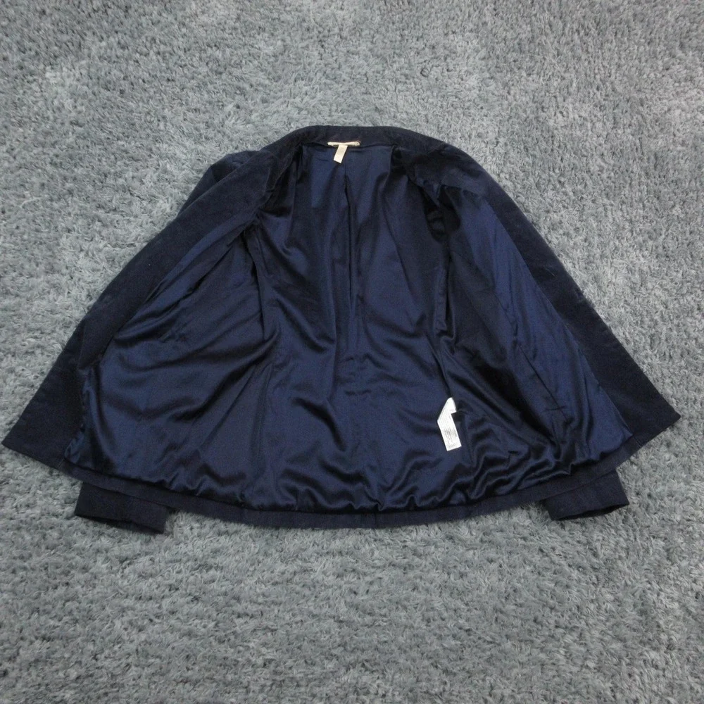 Eileen Fisher Blazer Womens 0 Navy Blue Corduroy Stretch Organic Cotton Jacket - Picture 2 of 16